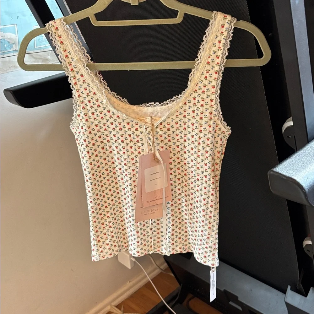 Christy Dawn Cream Tank Top with Small Floral Print - Picture 4 of 15
